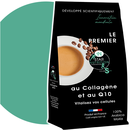 Packaging du café grain Arabica, collagène et q10 de la marque Innovation Food&Drinks