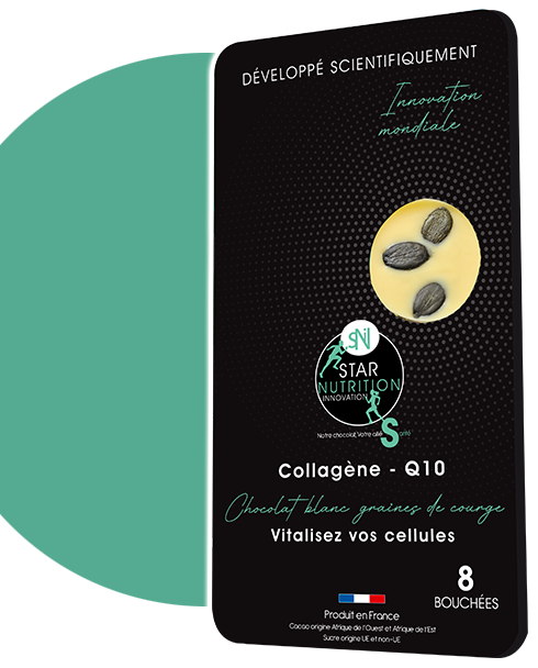 Packaging du chocolat blanc et graines de courges de la marque Innovation Food&Drinks